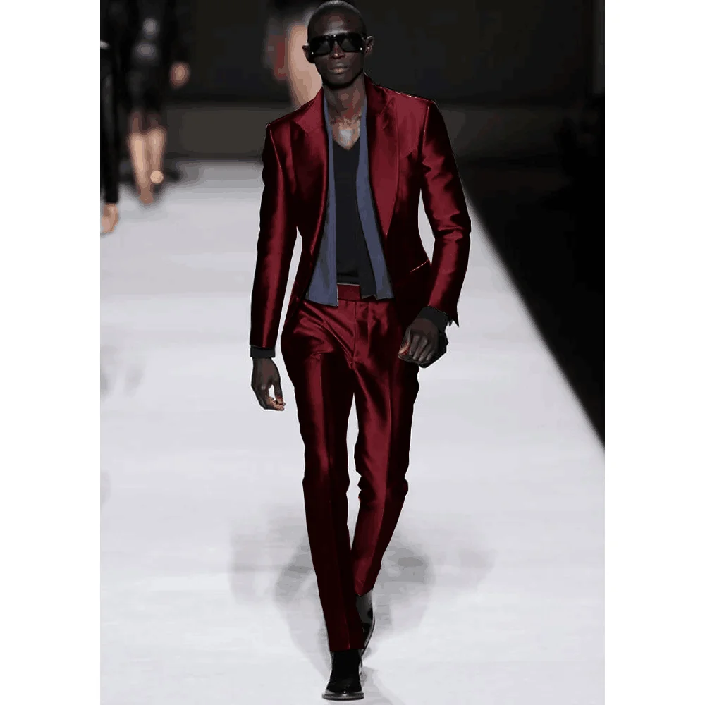 

Мужской облегающий костюм из двух предметов, наряды с лацканами в стиле High Street, шикарный повседневный костюм для вечеринки, выпускного, свадьбы