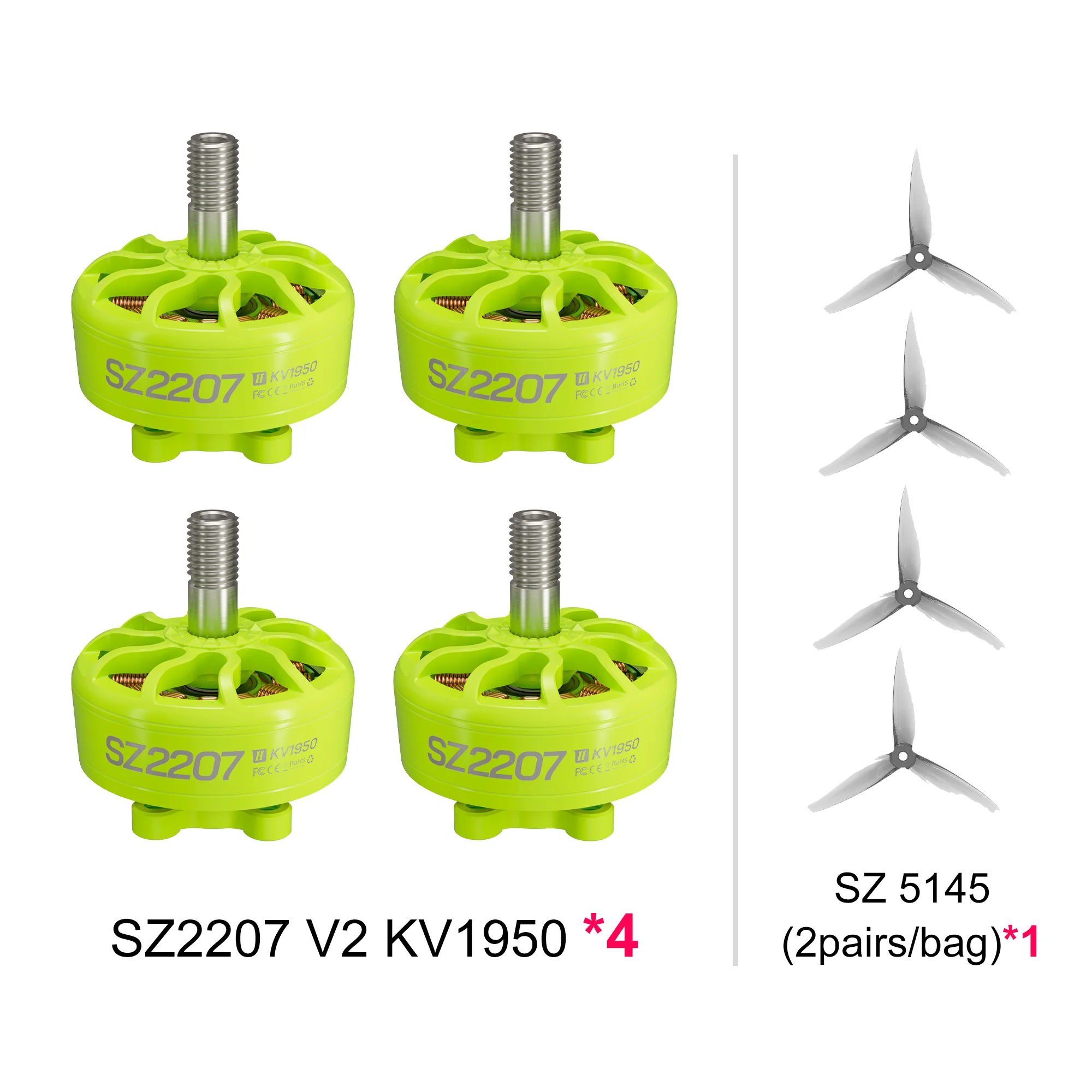 MEPS 4pcs SZ2207 V2 FPV Motors & 4pcs SZ5145 Propellers Bundle 2