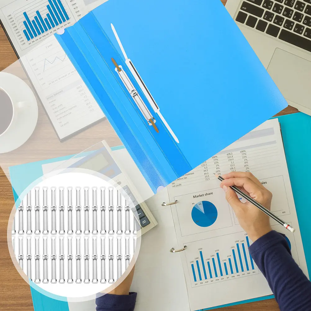 150pcs 금속 패스너 바인딩 클립 사무실 학교용 부드러운 가장자리 홈 바인더..