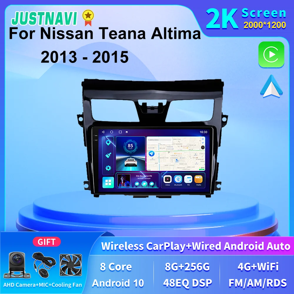 

JUSTNAVI 2K Screen 4G LTE 8+256GB Android Autoradio Car Multimedia Head Unit Radio GPS For Nissan Teana Altima 2013 2014 2015 BT
