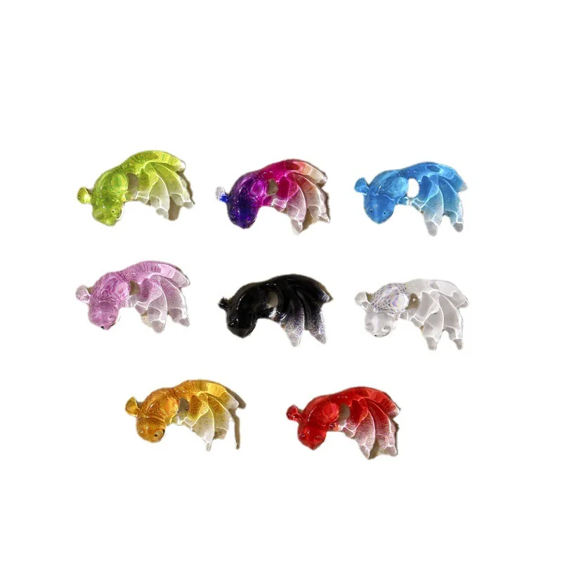 50Pcs 3D 크리스탈 그라디언트 수지 네일 매력 반짝 이는 금붕어 Kawaii 매니큐어 부품 액세서리 DIY 네일 아트 장식 용품