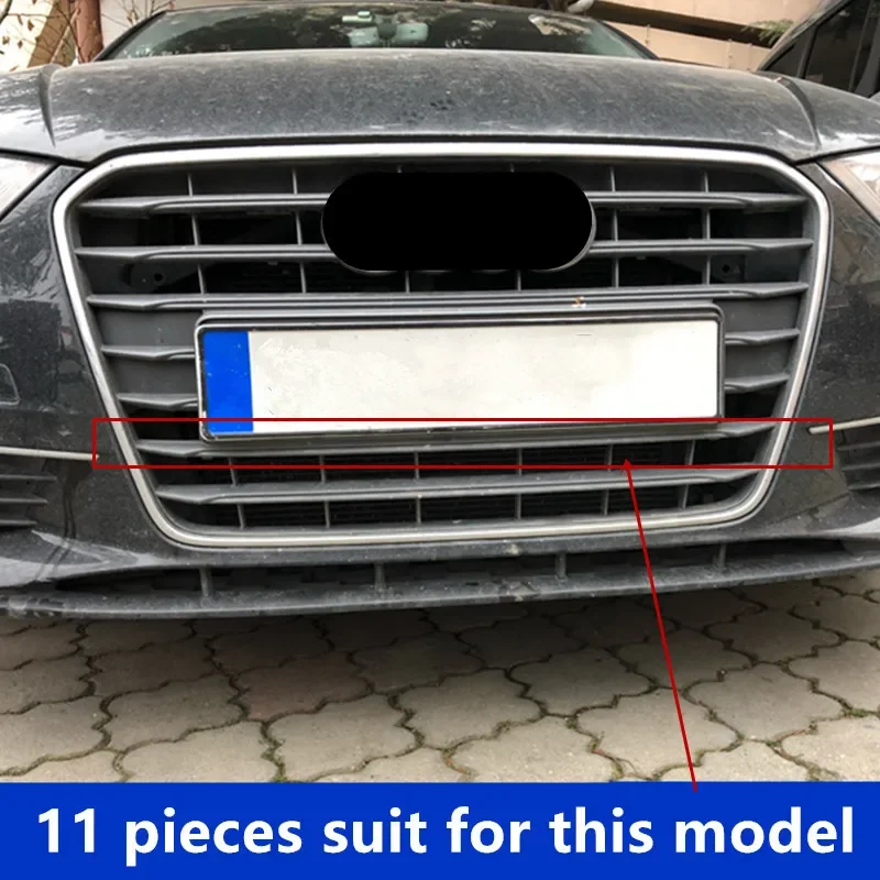 Car Front Grille Cover Decorative Trim Strips For Audi A3 8V Sedan Hatchback Sportback 2014-16 1 set Stainless steel