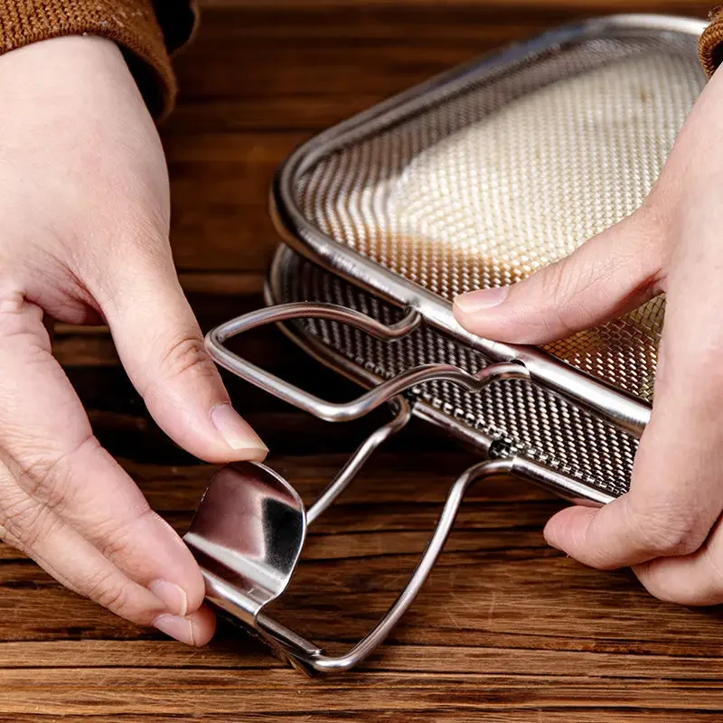 1PC Stainless steel sandwich maker Panini pressed bread baking net holder portable camping equipment barbecue tools