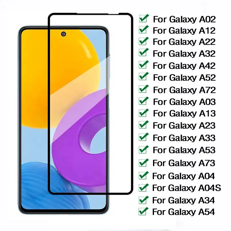 

9D Tempered Glass For Samsung Galaxy A04 S A34 A54 A13 A03 A23 A33 A43 A53 Screen Protector For A02 A12 A22 A32 A42 A52 A72 Film