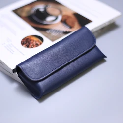 Handcrafted Genuine Leather Eyewear Pouch - Elegant Sunglasses & Glasses Storage Case (Blue)