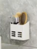 multi purpose storage rack for toothbrushes, combs, makeup brushes, paintbrushes, storage, bathroom, non perforated wall mounted 3