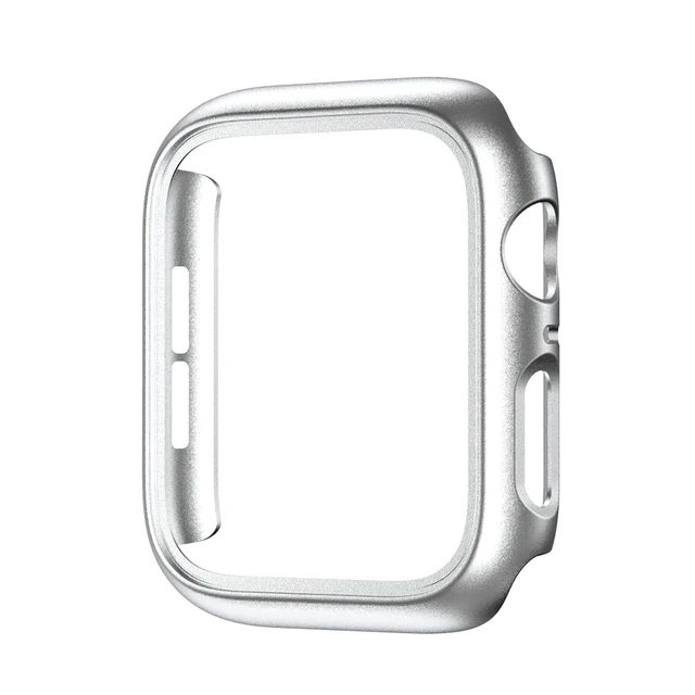 Cover for Apple Watch Case 45mm 41mm 44mm 40mm 42mm 38mm Accessories PC Protector bumper iWatch for Iwatch Series 7 SE 6 5 4 3 2 Silver