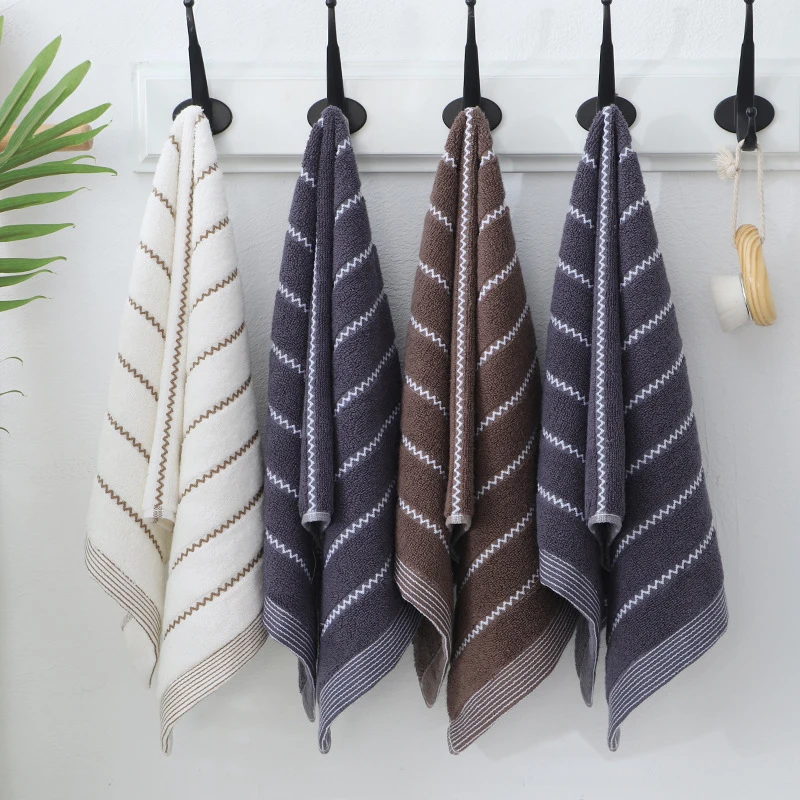 70x140cm pure Cotton Absorbent Large Size bath towelStriped Solid Color Soft  Comfortable adult Bathroom Towel Towel Hotel Towel 6