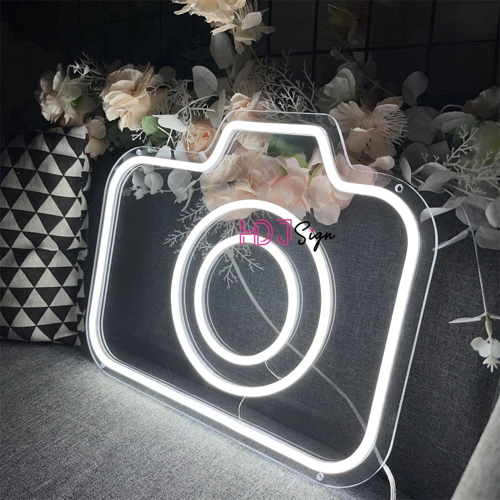 LED 네온 맞춤형 야간 조명, 로그인 룸 스토어 장식 카메라 네온 Led 조명 램프 사인 아트 벽걸이 장식 선물