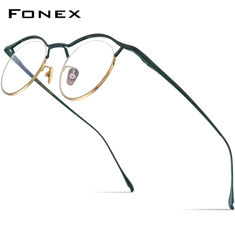 fonex-男性と女性のための純粋なチタン眼鏡フレーム丸いメガネレトロ新しいファッションmf-001-2023