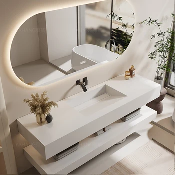 Modern Slanted Basin Stone Vanity Set 1