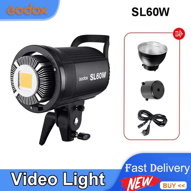 Godox-Luz LED de vídeo SL-60W SL60W, 5600K, luz diurna continua, montaje  Bowens para grabación de vídeo en estudio - AliExpress