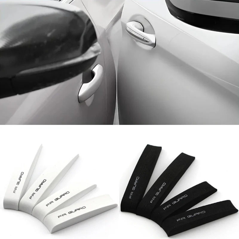 Set of 4 Car Door Edge and Mirror Protection Strips - Anti-Collision Rubber Guards