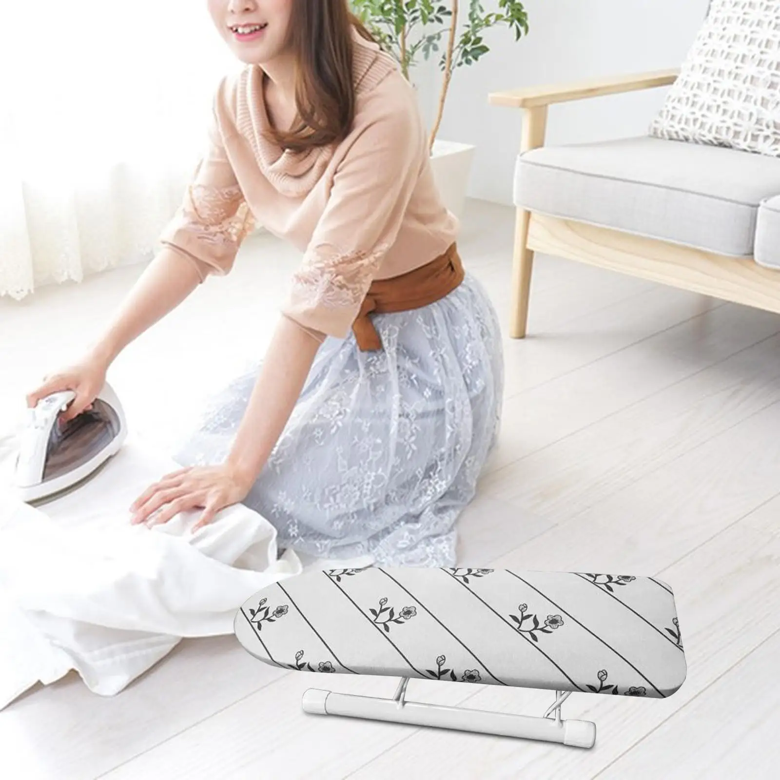Small Ironing Board with Iron Board Cover Foldable Iron Sleeve Rack for Laundry Room Travel Dorm Apartment Cuffs