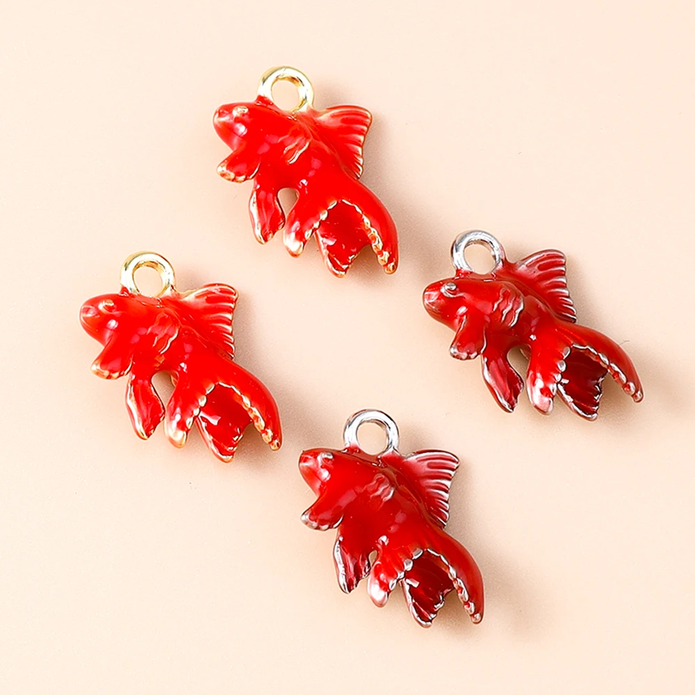 Leslie 5 Stück süße Mini-Goldfisch-Anhänger, Goldfisch, baumelnde Charm-Perlen für DIY-Marke, Sterling-Silber, Armband, Schmuckherstellung, Handwerk