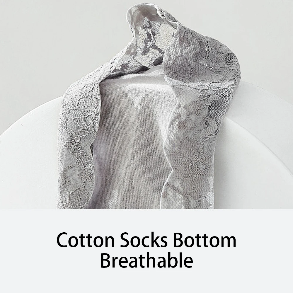 5Pairs Trends Lace Socks Invisible Women Summer Thin Anti-slip Short Cotton Fashion Sexy Female Transparent No Show Ankle Socks