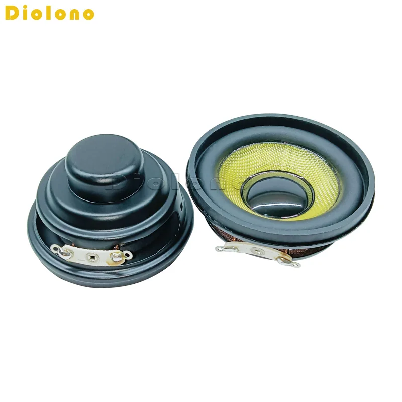 Audio Speakers 2pcs 4 Ohms 5W 52mm Round 16 Core Dual Neodymium Magnetic Waterproof 2 inch Yellow Glassfiber Black