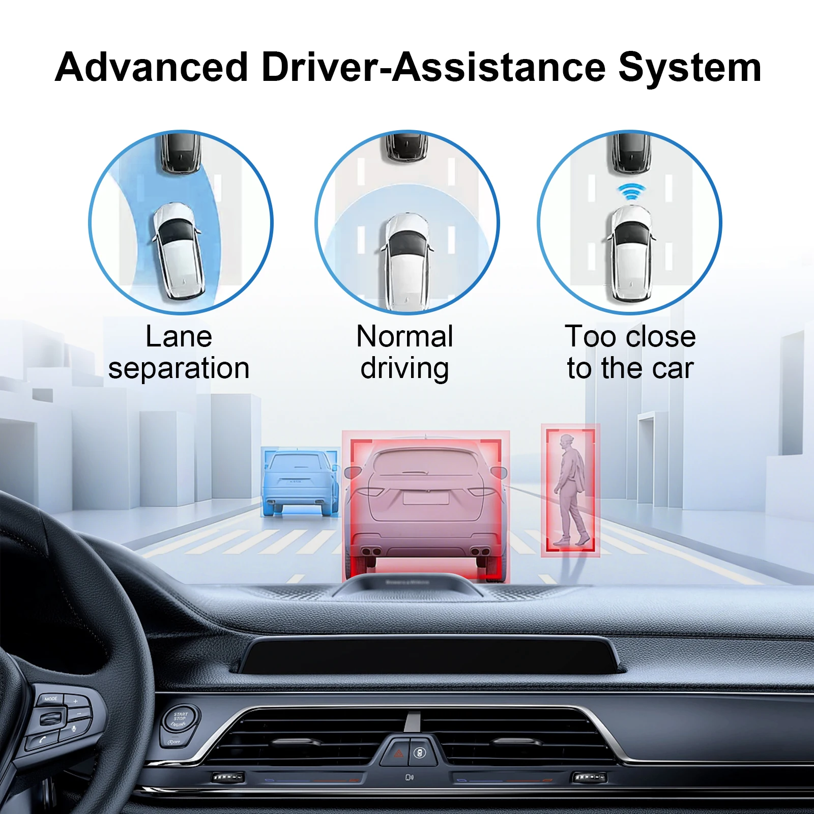 이존트로닉스 USB 전면 대시 카메라 안드로이드 시스템용 범용 차량용 DVR (ADAS 기능 탑재, SD 카드 플러그 포함)