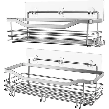 Organizzatore per doccia da bagno Mensola per doccia Ripiani adesivi in acciaio inossidabile Portaoggetti per bagno Nessuna foratura Porta doccia a parete 1