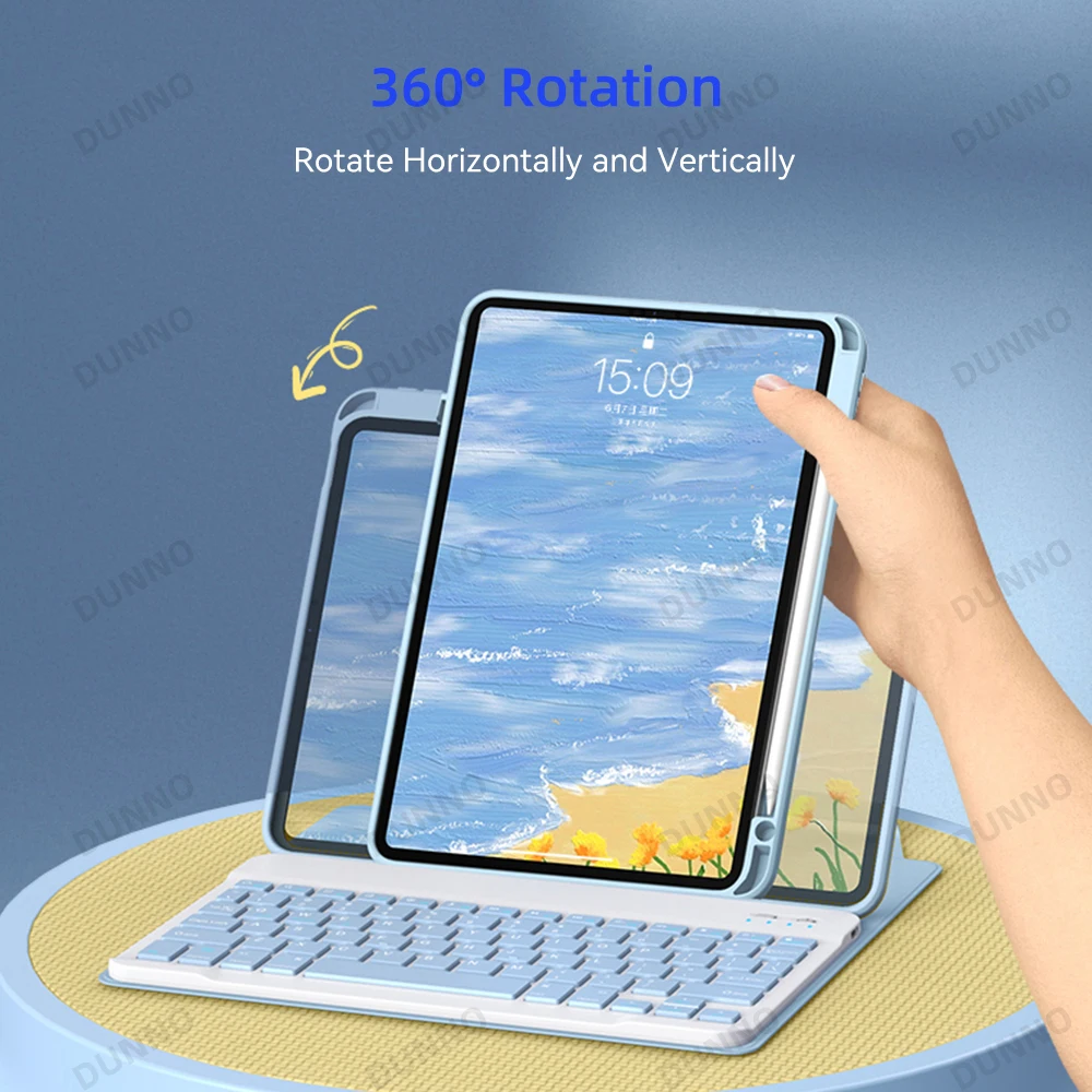 Capa de Teclado Rotativa para Ipad Pro 11 Air Air 10.9 para Ipad 10ª Geração 9th 10.2 Air Pro 10.5 Smart Back Cover - Imagem 5