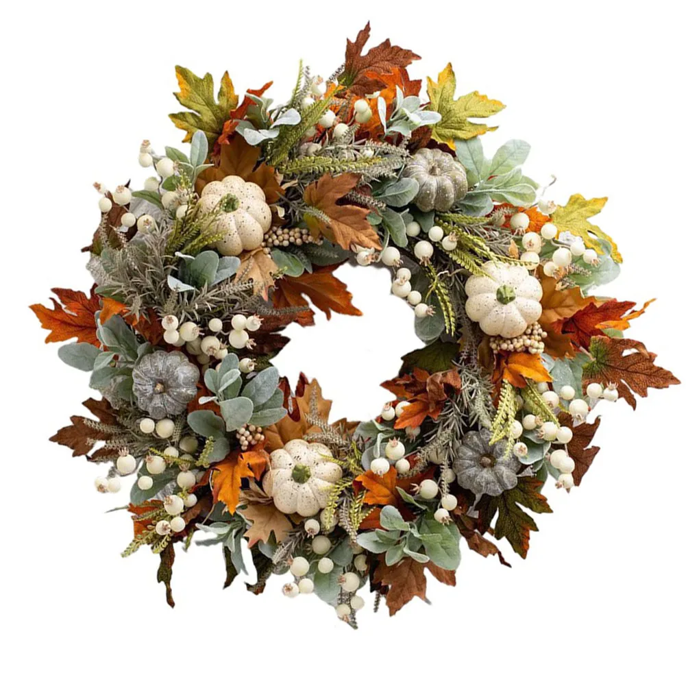 

Halloween Fall Maple Leaf Wreath Halloween Autumn Door Hanging Thanksgiving Leaf Pumpkin Pendant Harvest Courtyard Garland