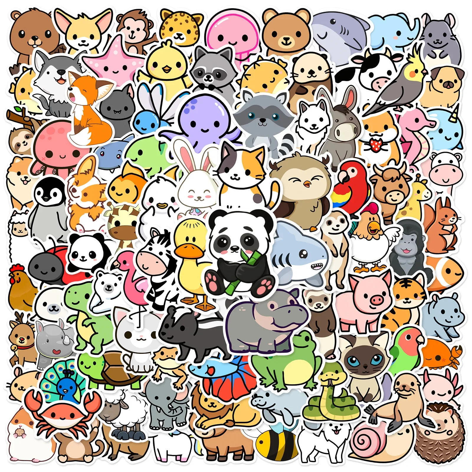 100PCS Cute Mix Animals Graffiti Stickers DIY Laptop Phone Guitar Notebook Suitcase Cup Waterproof Cartoon Sticker Kids Toy