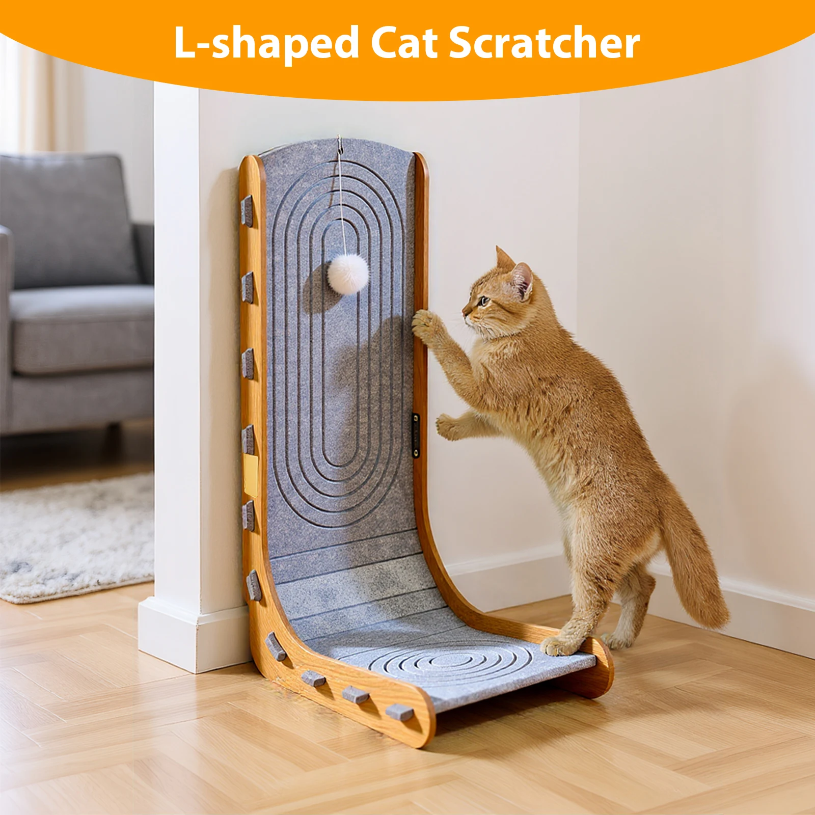L-Shaped Cat Scratching Board – Wall-Mountable Furniture Protector for Indoor Cats