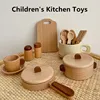 Natural Wood Children's Preschool Toys Fruits And Vegetables Simulation Play House Kitchenware Cognitive Wooden Model Toys 3