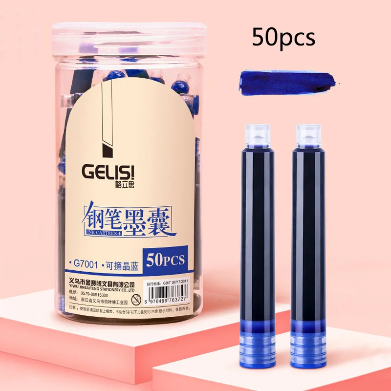 High Quality 50pcs Black Universal Fountain Pen Ink Cartridges Pen