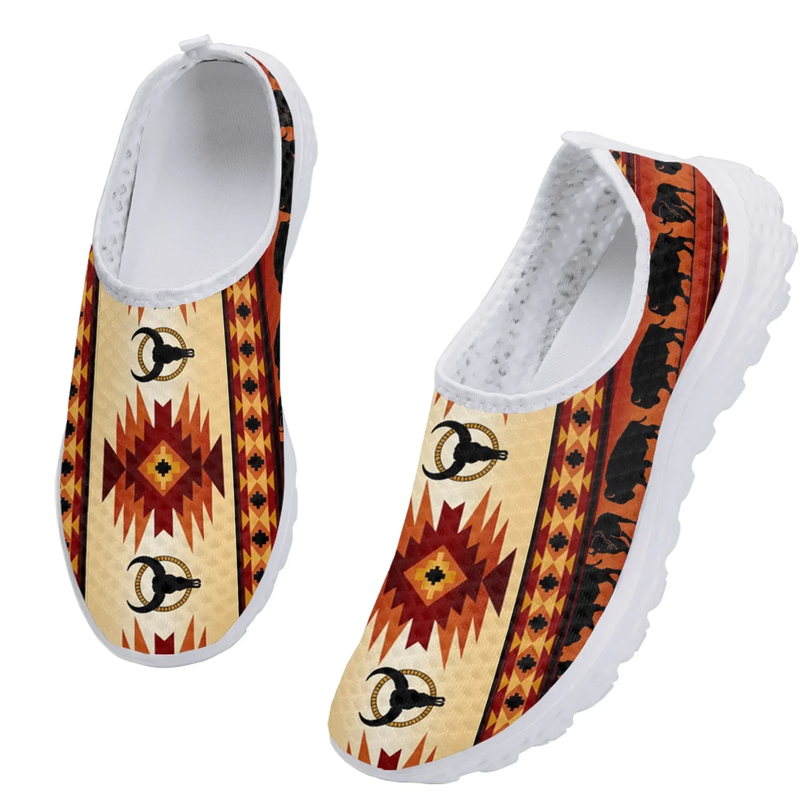 Comfortable Flat Loafers Tribal Ethnic Summer Slip On Shoes Aztec Animal Design Women's Home Mesh Shoes Zapatos