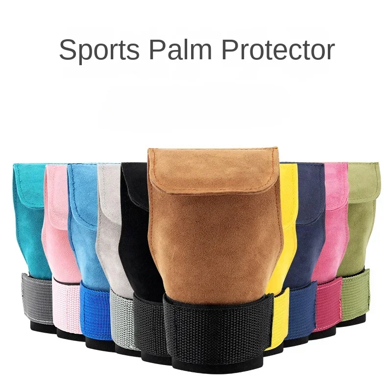 1PC Strength Training Cowhide Hand Guards Fitness Weight Lifting Wrist Guards Pull-up Hard Pull Gloves Assist Grip Assist Strap 2