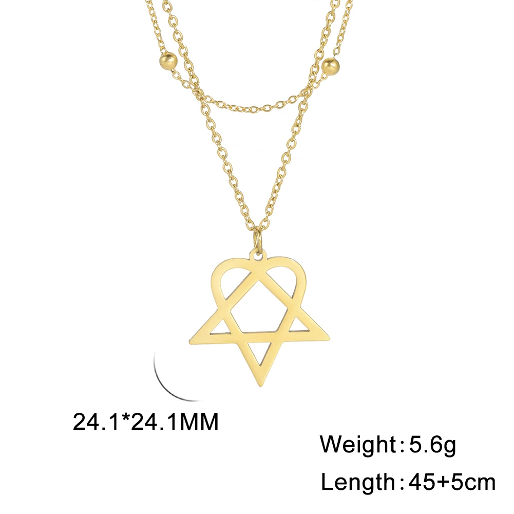 Collana 2 Pezzi Con Ciondolo Stella E Pentagramma - Set Di Gioielli Impilabili A Doppio Strato - Elegante E Alla Moda, Idea Regalo Per Appuntamenti E Uso Quotidiano Per Lei - 2