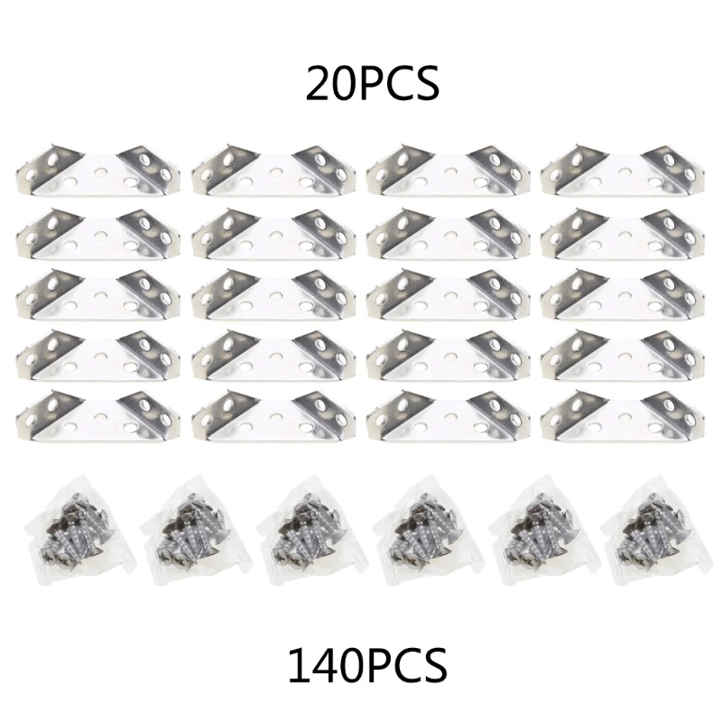 

20Pcs Stainless Steel Furniture Corner Connectors Corner Brackets Support Frame