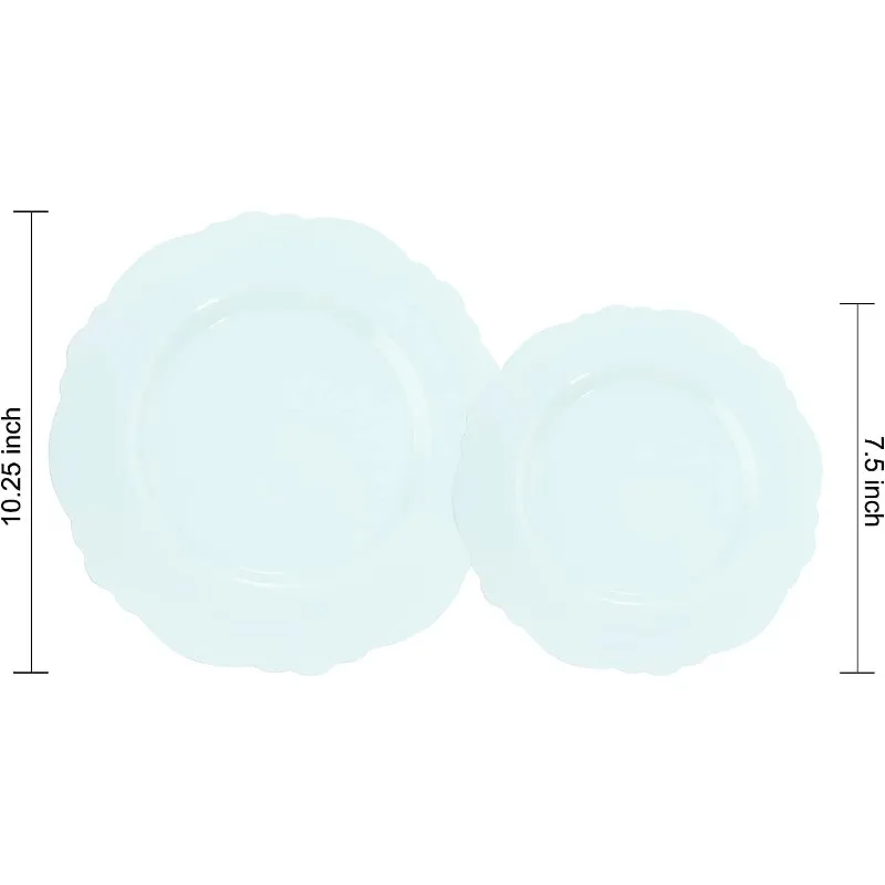 Plastic Disposable Plates 60pcs 30 10.25inch 30 7.5inch for Baroque Upscale Parties Wedding