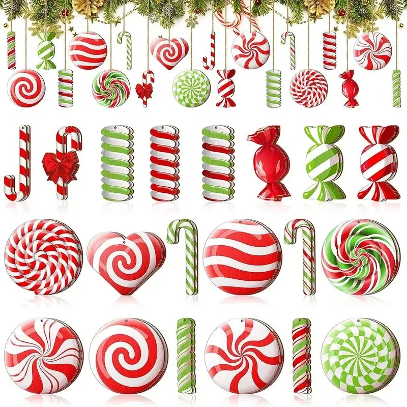 Christmas Tree Candy Pendant Set 20pcs Gift Decoration Pendant Christmas Tree Fireplace Window Party Supplies