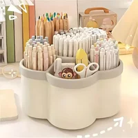 360-Degree Rotating Desktop Organizer Storage Box with 6 Compartments for Office Supplies Perfect for Cosmetics Stationery Tools 1