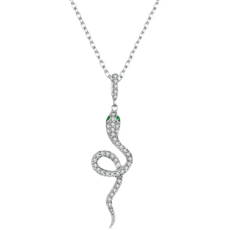 Snake Pendant Silver Necklace