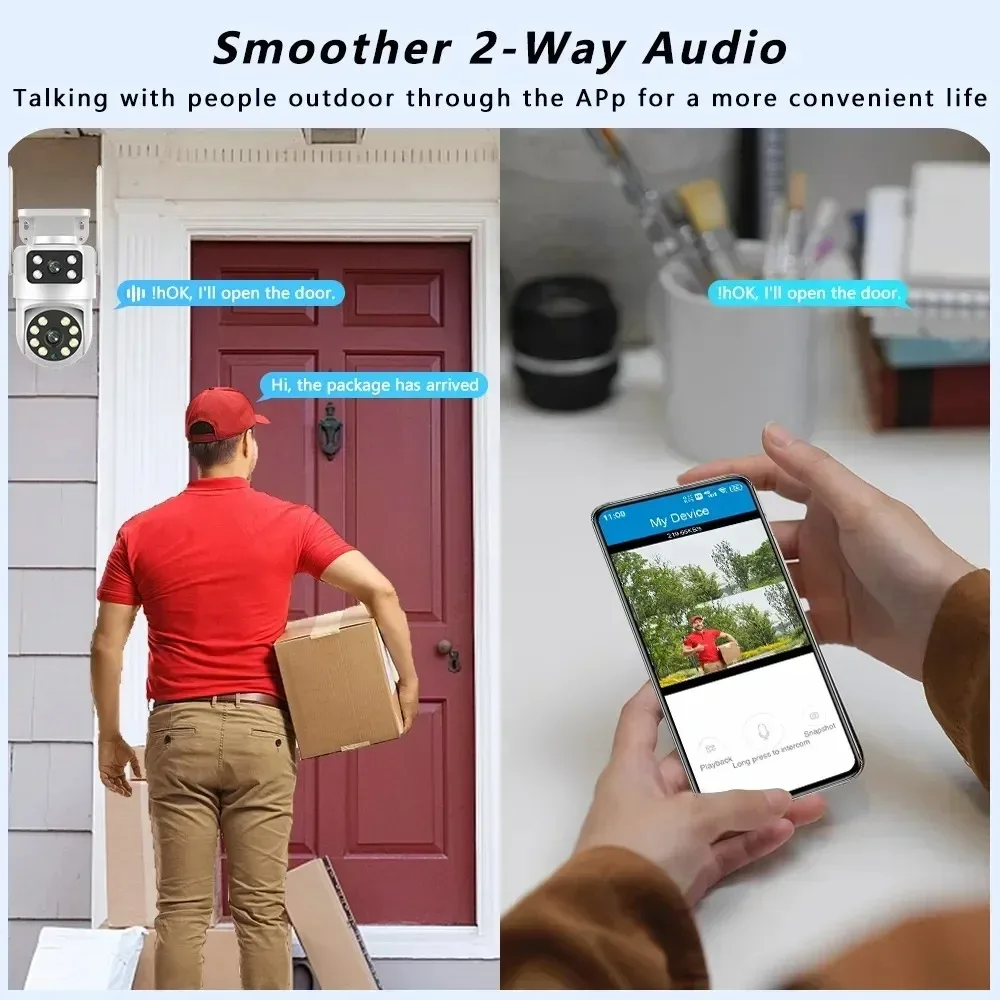 4K 8MP Tuya Dual Lens WIFI Camera PTZ Outdoor Dual Screen Ai Human Auto Tracking Security Camera Surveillance with 6
