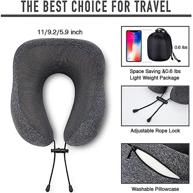U Shaped Memory Foam Neck Pillows Soft Slow Rebound Space Travel Pillow Massage Neck Cervical Healthcare Bedding Drop Shipping 5