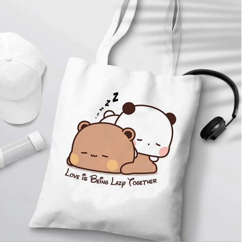 Bubu Dudu Anime Tote Bag Foldable Shopping Bag Tote Bag Aesthetic Fashion Canvas Reusable Shopping Bag Female 5
