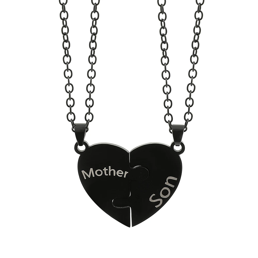 2-Piece Heart Mother-Daughter Necklace Set – Stainless Steel Chain With Copper Pendant, Gift For Mom & Kids - View #9
