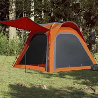 4-Person Waterproof Camping Tent - Quick Release Grey & Orange Design 1