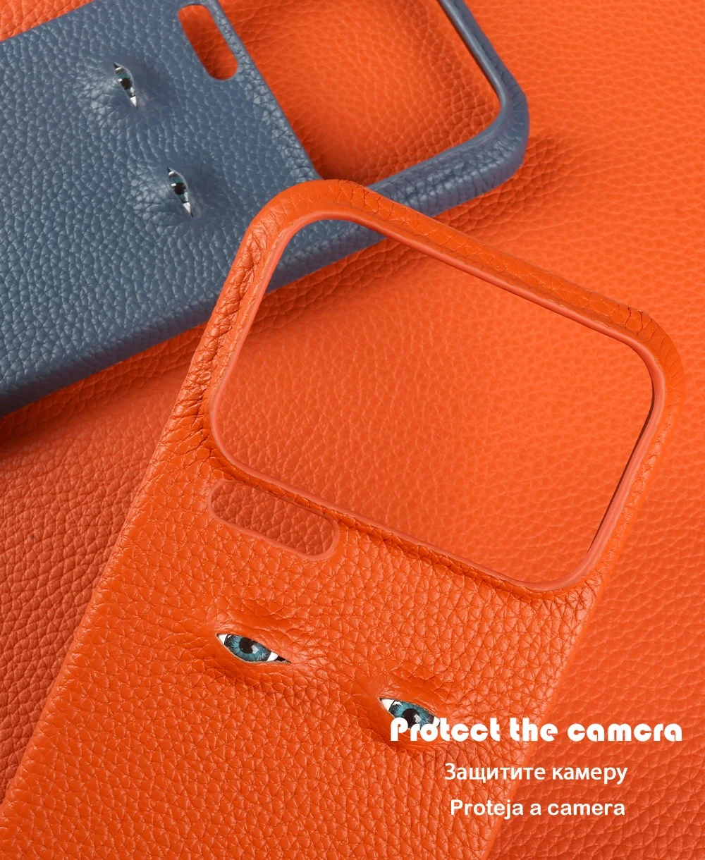 Unique Eye Design Genuine Leather Phone Shell - Personal Back Protective Case