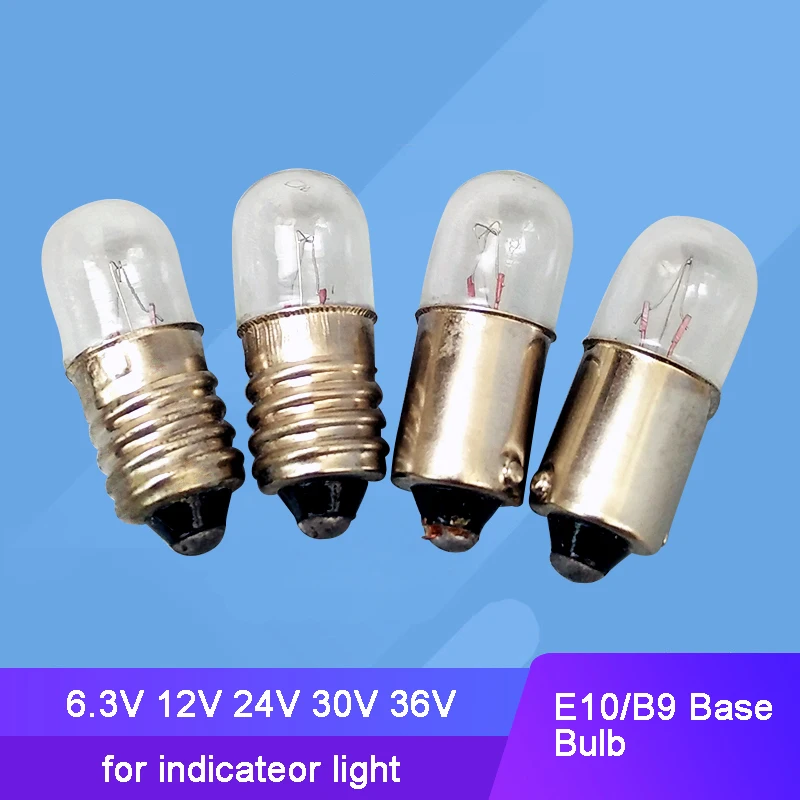 Indicator Light Led Indicator Light Signal Lamp Little Bulb Led Light 10pcs E10 B9 6.3V 12V 24V 30V 36V Mini Bulb for Machine Indicateor Light