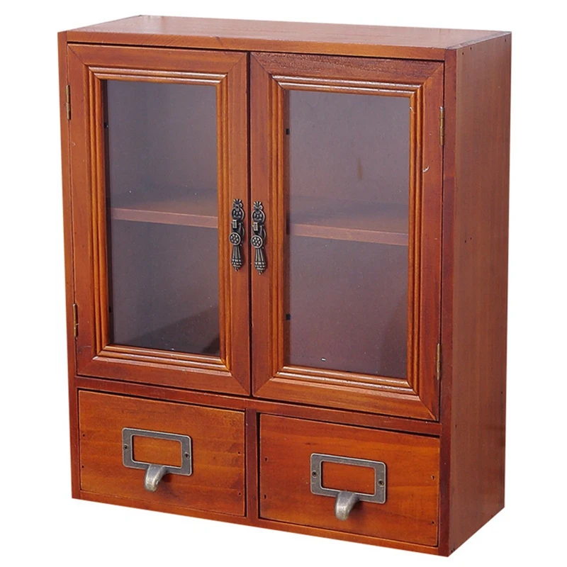 Nuovo Coreano Ins Wind Retro Old Wood Desktop Storage Cabinet Tipo Di Cassetto Scatola Di Immagazzinaggio Cosmetica Armadio Di Immagazzinaggio Del Pro