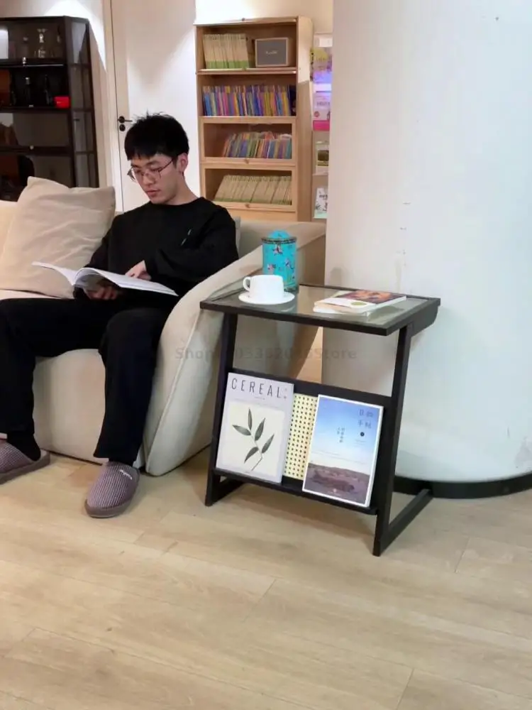 Side Table Small Coffee Table Bedside Sofa Side Cabinet Changhong Glass Square Tea Mini Corner