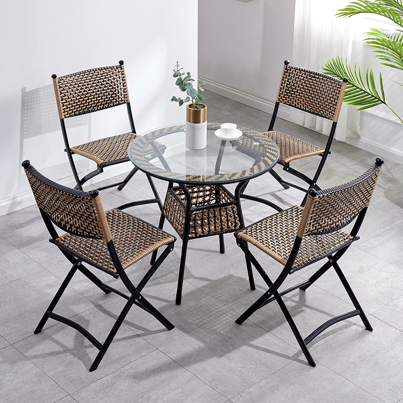 Dining Chairs Metal Space Saving Outdoor Folding Lounge Chair Wicker Beach Sillas De Comedor Balcony Furniture