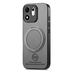 Leather Back Case with Ring Stand for Motorola Moto G37 Power (GRAY)