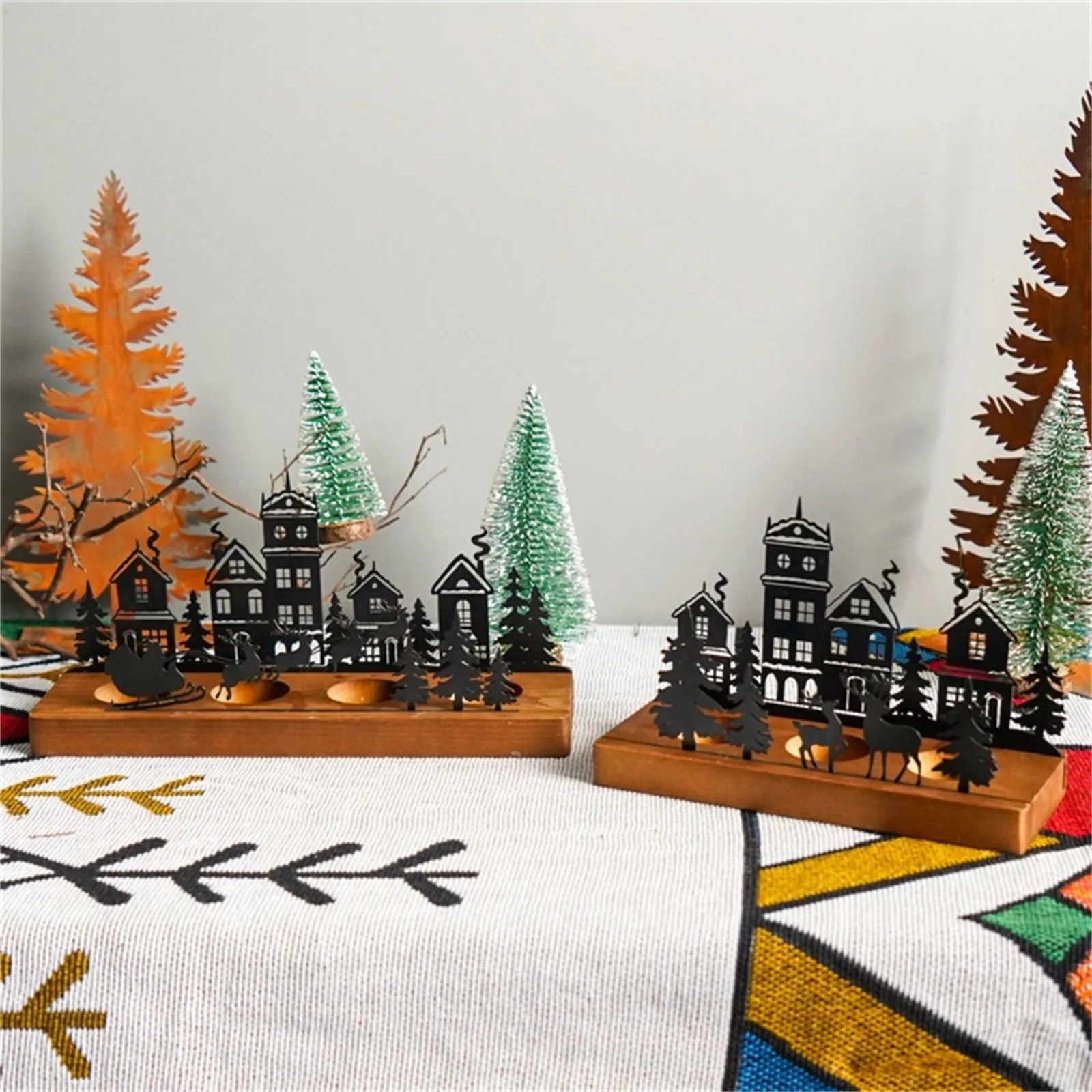 for Wedding Advent Candle Holder Advent Wreath Tea Light Holder Candle Holder Christmas Candle Tray Metal With Wooden Candle Tin