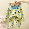 Spring Autumn Velvet Children Home Clothing Set Long Sleeve Warm Sleepwear T-shirts Pants Two-piece Set Girls Babies Loungewear 6
